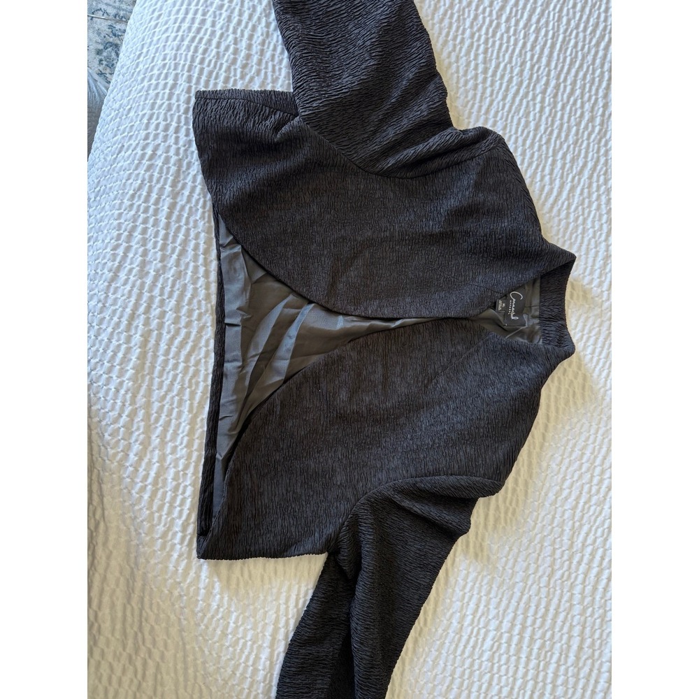 Connected Apparel Black Textured Open Front Bolero Shrug Cropped Jacket XL - Picture 3 of 7